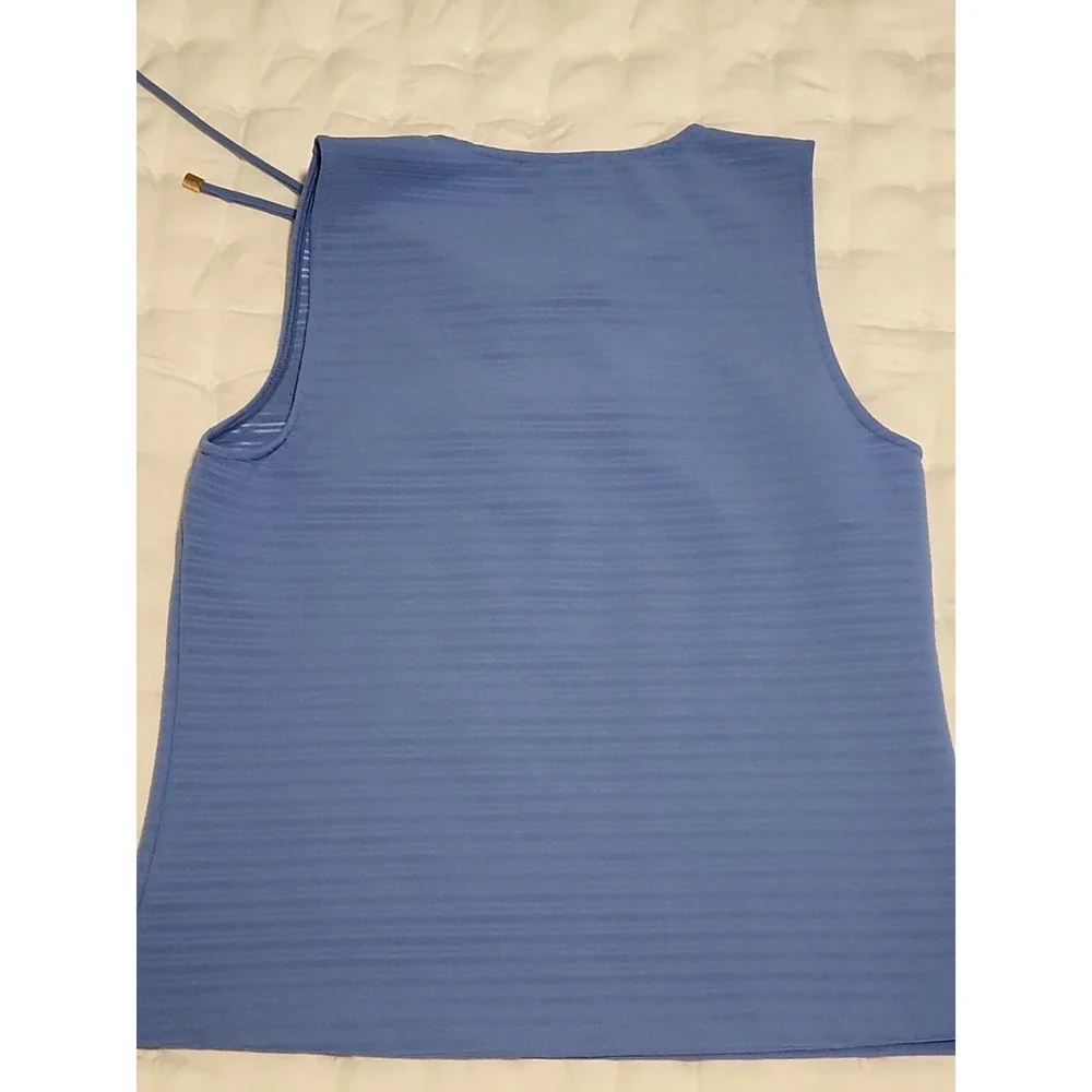Michael Kors Chive Blue Lace Up Grommet Sleeveless Top Size M MSRP $98